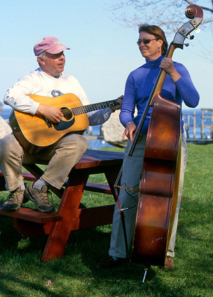 me & martha playing on picnic table - Belfast